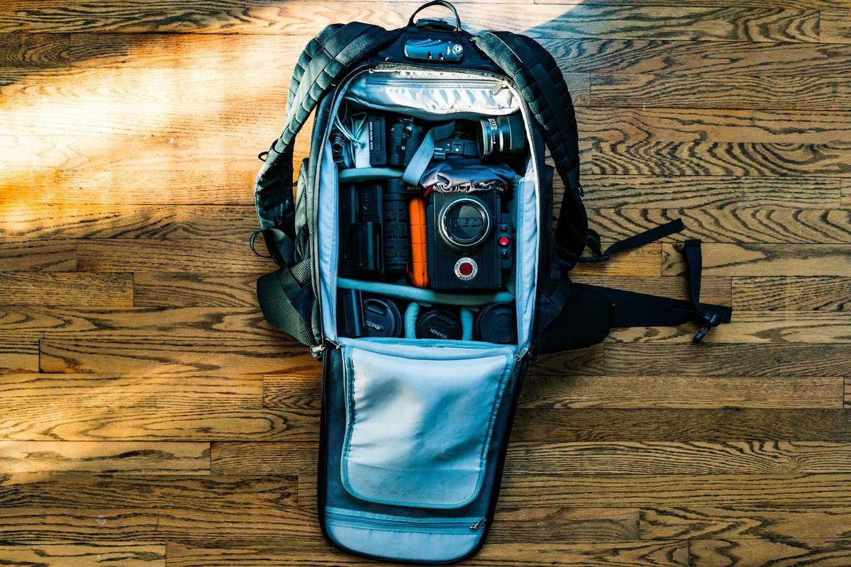 A durable waterproof bag designed for vlogging equipment