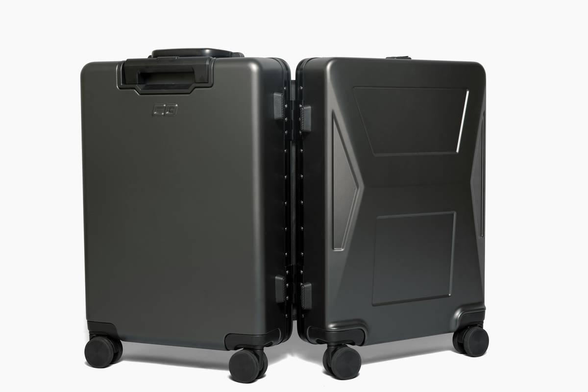 Open suitcase showing neatly arranged photography equipment